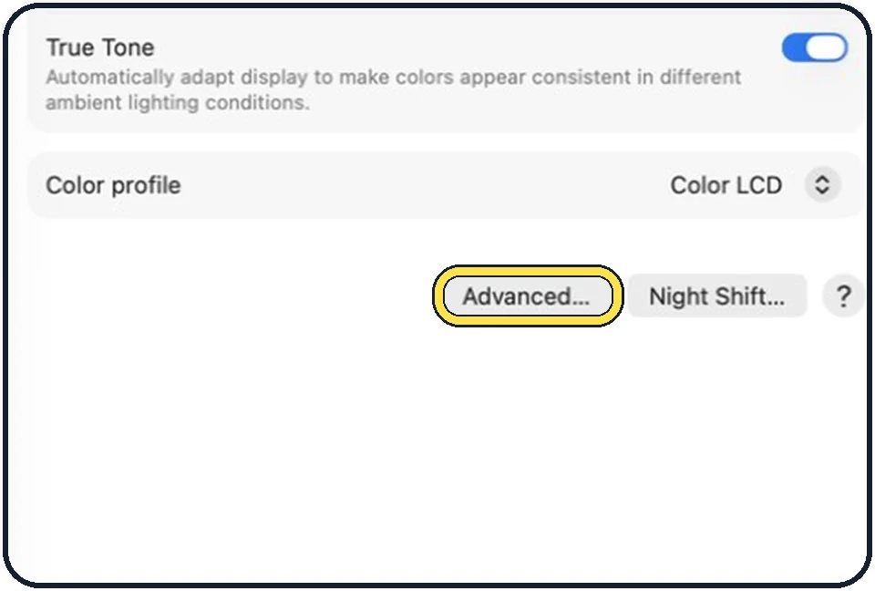 Part of the Mac System Settings window: Always show a list