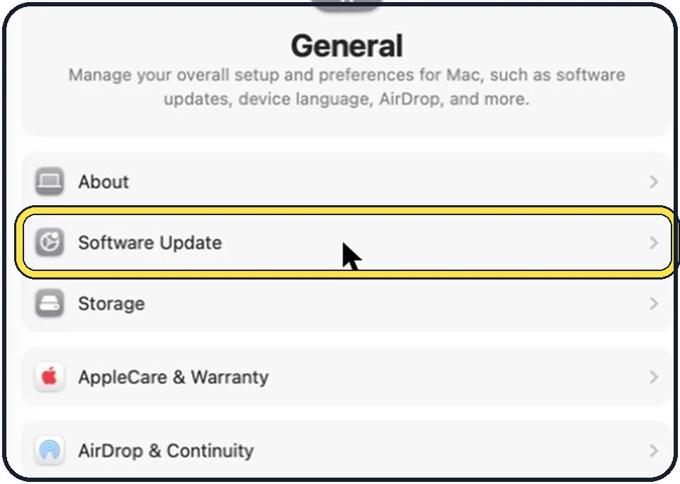 Part of the Mac System Settings window: Install macOS updates